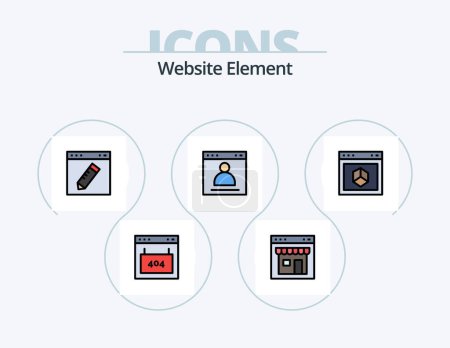 Ilustración de Website Element Line Filled Icon Pack 5 Icon Design. profile. login. speedometer. interface. website - Imagen libre de derechos