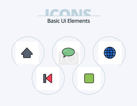 Téléchargez les illustrations : Basic Ui Elements Line Filled Icon Pack 5 Icon Design. reload. good. search. tick. check - en licence libre de droit