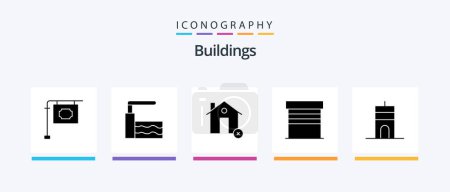 Téléchargez les illustrations : Buildings Glyph 5 Icon Pack Including signal. antenna. clear. house. buildings. Creative Icons Design - en licence libre de droit
