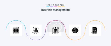 Ilustración de Business Management Glyph 5 Icon Pack Including business report. business. business opportunity. target. business - Imagen libre de derechos