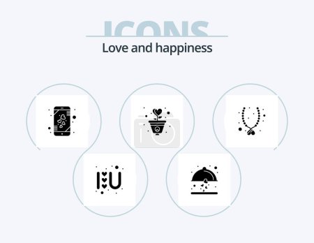 Illustration for Love Glyph Icon Pack 5 Icon Design. love. heart. heart. growth. gratitude - Royalty Free Image