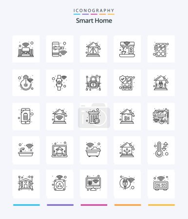 Ilustración de Creative Smart Home 25 OutLine icon pack  Such As kitchen. drink. alert. coffee. property - Imagen libre de derechos