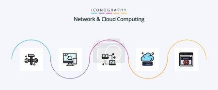 Illustration for Network And Cloud Computing Line Filled Flat 5 Icon Pack Including web. technology. computing. storage. cloud - Royalty Free Image