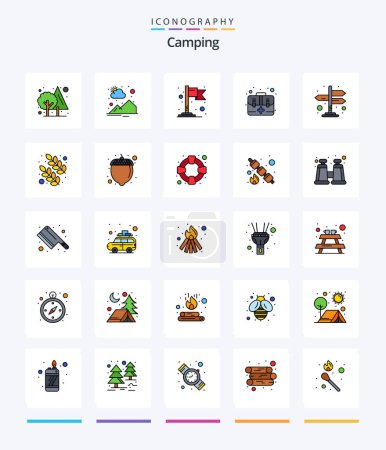 Ilustración de Creative Camping 25 Line FIlled icon pack  Such As arrows. directions. flag. kit. emergency - Imagen libre de derechos