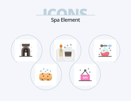 Illustration for Spa Element Flat Icon Pack 5 Icon Design. spa. massage. lamp. beauty. spa - Royalty Free Image