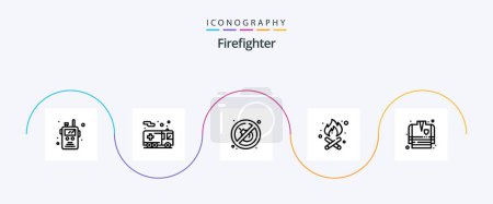 Téléchargez les illustrations : Firefighter Line 5 Icon Pack Including . fire fighting coat. fire. fire fighting. fire - en licence libre de droit