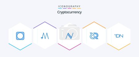 Téléchargez les illustrations : Cryptocurrency 25 Blue icon pack including digital note. cryptocurrency. name coin. coin. decreed - en licence libre de droit
