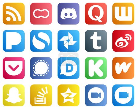 Ilustración de 20 High Resolution Social Media Icons such as sina. tumblr. google photo and pandora icons. High quality and creative - Imagen libre de derechos