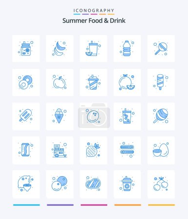 Ilustración de Creative Summer Food & Drink 25 Blue icon pack  Such As lollypop. candy. drink. water. bottle - Imagen libre de derechos