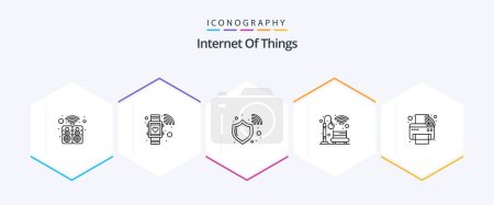 Illustration for Internet Of Things 25 Line icon pack including iot. park. smart watch. light. wifi - Royalty Free Image