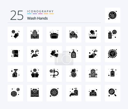 Illustration for Wash Hands 25 Solid Glyph icon pack including hygiene. virus. hand washing. transmission. corona - Royalty Free Image