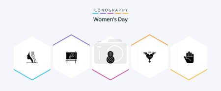 Illustration for Womens Day 25 Glyph icon pack including day. women. ad. flower. day - Royalty Free Image