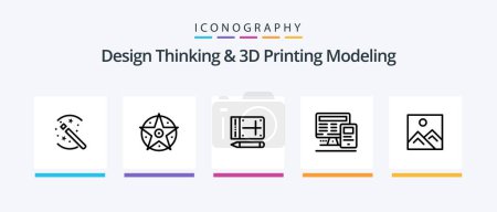 Ilustración de Design Thinking And D Printing Modeling Line 5 Icon Pack Including education. calculatre. brusher. education. computer. Creative Icons Design - Imagen libre de derechos
