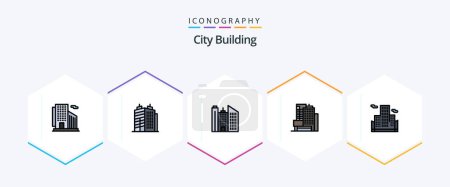 Illustration for City Building 25 FilledLine icon pack including . business. - Royalty Free Image