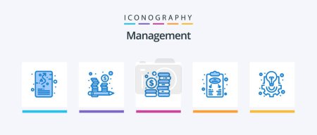 Illustration for Management Blue 5 Icon Pack Including light. creative. management. bulb. planning. Creative Icons Design - Royalty Free Image