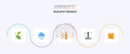 Ilustración de Autumn Flat 5 Icon Pack Including autumn. garden. weather. fork. autumn - Imagen libre de derechos