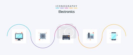 Illustration for Electronics Flat 5 Icon Pack Including . phone. synthesizer. mobile. device - Royalty Free Image