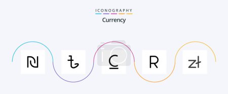 Téléchargez les illustrations : Currency Line Filled Flat 5 Icon Pack Including poland. zar. bulgarian. currency. rand - en licence libre de droit