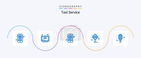 Ilustración de Taxi Service Blue 5 Icon Pack Including signal. taxi. website. stand. airport - Imagen libre de derechos