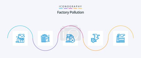Illustration for Factory Pollution Blue 5 Icon Pack Including pollution. pollution. industry. gas. car - Royalty Free Image