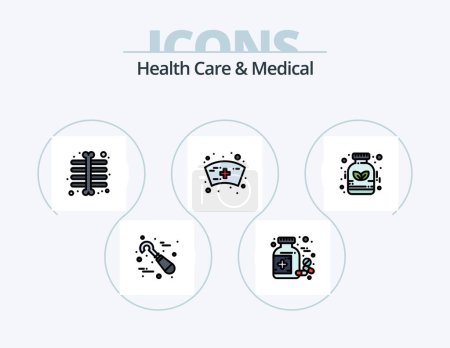 Téléchargez les illustrations : Health Care And Medical Line Filled Icon Pack 5 Icon Design. . ureters. healthcare. kidneys. medical - en licence libre de droit