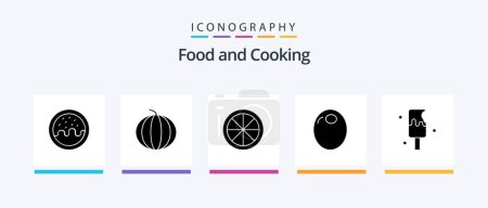 Téléchargez les illustrations : Food Glyph 5 Icon Pack Including sweet. food. food. desert. olive. Creative Icons Design - en licence libre de droit