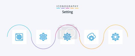Ilustración de Setting Blue 5 Icon Pack Including . setting. setting. gear. cloud-settings - Imagen libre de derechos