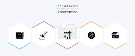 Illustration for Construction 25 Glyph icon pack including home. build. construction. building. fire - Royalty Free Image