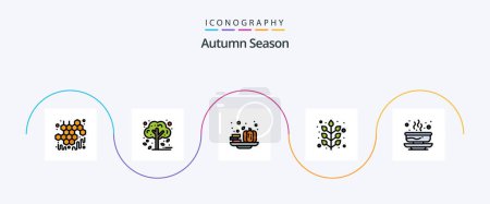 Illustration for Autumn Line Filled Flat 5 Icon Pack Including hot. plant. autumn. leaf. autumn - Royalty Free Image
