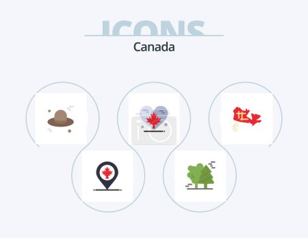 Téléchargez les illustrations : Canada Flat Icon Pack 5 Icon Design. canada. canada. scandinavia. autumn. heart - en licence libre de droit