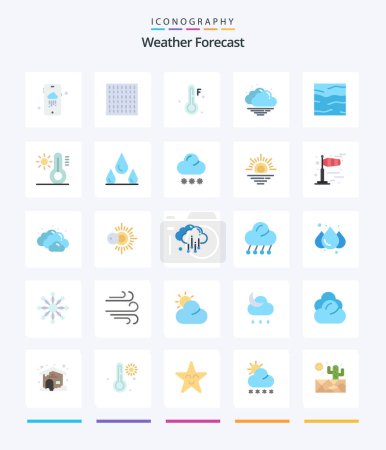 Illustration for Creative Weather 25 Flat icon pack  Such As climate. water. weather. sea. climate - Royalty Free Image