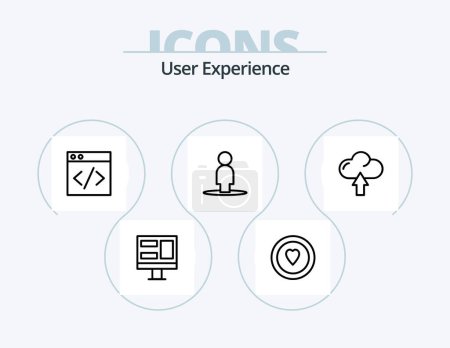 Téléchargez les illustrations : User Experience Line Icon Pack 5 Icon Design. less. programming. coding. development. code - en licence libre de droit