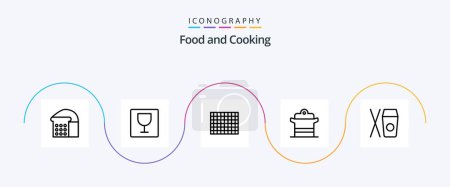 Ilustración de Food Line 5 Icon Pack Including . chinese. food. box. pan - Imagen libre de derechos