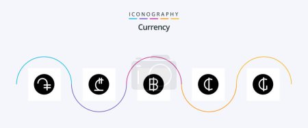 Illustration for Currency Glyph 5 Icon Pack Including ghanaian . georgia . thailand. currency - Royalty Free Image