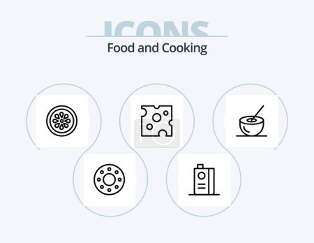 Téléchargez les illustrations : Food Line Icon Pack 5 Icon Design. . seafood. bread. rolls. food - en licence libre de droit