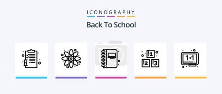 Illustration for Back To School Line 5 Icon Pack Including a+. open book. back to school. education. back to school. Creative Icons Design - Royalty Free Image