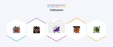 Téléchargez les illustrations : Halloween 25 FilledLine icon pack including spooky. scary. house. halloween. scary - en licence libre de droit