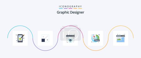 Illustration for Graphic Designer Flat 5 Icon Pack Including graphic. sketch. design. key. web - Royalty Free Image