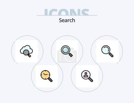 Illustration for Search Line Filled Icon Pack 5 Icon Design. . graph. search. info graphics. research - Royalty Free Image