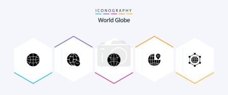 Ilustración de Globe 25 Glyph icon pack including . internet. globe. globe. pin - Imagen libre de derechos
