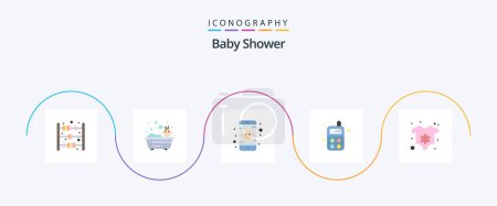 Ilustración de Baby Shower Flat 5 Icon Pack Including . newborn. monitor. clothes. toy - Imagen libre de derechos