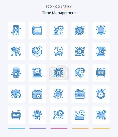 Téléchargez les illustrations : Creative Time Management 25 Blue icon pack  Such As wall watch. time. display. clock. grow - en licence libre de droit