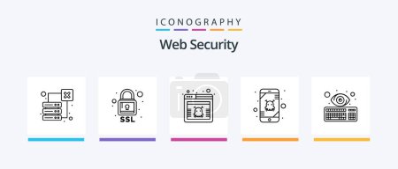 Illustration for Web Security Line 5 Icon Pack Including ok. check. cyber. authentication. key logger. Creative Icons Design - Royalty Free Image