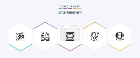 Illustration for Entertainment 25 Line icon pack including celebration. balloon. cinema. balloons. movie - Royalty Free Image
