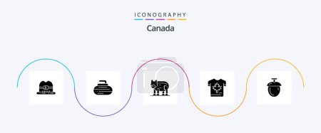 Ilustración de Canada Glyph 5 Icon Pack Including nuts. maple. bear. leaf. autumn - Imagen libre de derechos
