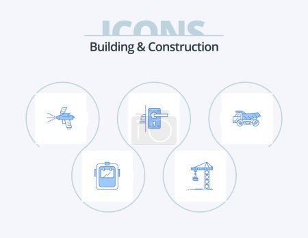 Illustration for Building And Construction Blue Icon Pack 5 Icon Design. keyhole. door. constructing. lock. gun - Royalty Free Image