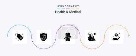Ilustración de Health And Medical Glyph 5 Icon Pack Including sign. handcare. phone. tube. lab - Imagen libre de derechos