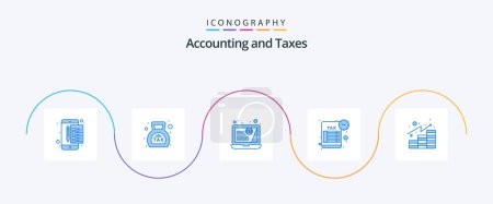 Illustration for Taxes Blue 5 Icon Pack Including analytics. tax. money. schedule. financial statement - Royalty Free Image