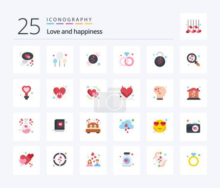 Illustration for Love 25 Flat Color icon pack including heart. lock. love. heart. present - Royalty Free Image