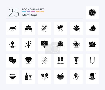 Illustration for Mardi Gras 25 Solid Glyph icon pack including food. spring. bloon. rose. flower - Royalty Free Image
